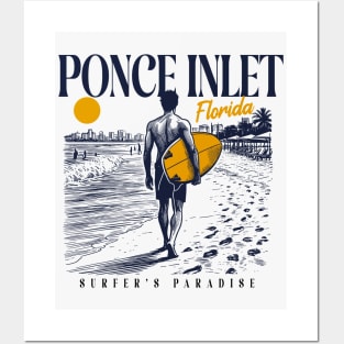 Vintage Surfing Ponce Inlet, Florida // Retro Surfer Sketch // Surfer's Paradise Posters and Art